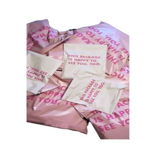 Custom LOGO Pink Poly Shipping Mailer Biodegradable Pink Courier <b>Bags</b> for Clothing 6x9 10x13 Postal Mailing <b>Bags</b> - Product Image 1