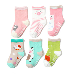 12 Pares/<span class=keywords><strong>set</strong></span> Bonito Do Bebê Meninas Meninos Fantasia Algodão Penteado Crianças Anti-slip Com Aderência Infantil Criança Chão Meias - Product Image 3