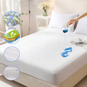 Custom cotton terry mattress cover fabric waterproof mattress protector bedding bed sheets