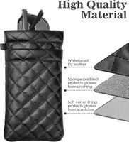 Estuche Portátil para Gafas de Doble Capa de Cuero PU Suave con Correa de Transporte, Bolsa Impermeable para Guardar Lentes