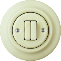 Interrupteur à bouton encastré électrique en porcelaine vintage 10A 250V 2 gangs 1 voie fabriqué en Chine