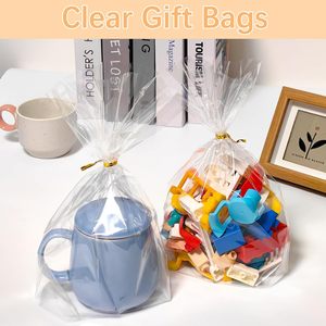 Bolsas de celofán transparentes para regalo, 8x11, con base acanalada, 50 unidades, con ataduras de alambre para empaque de recuerdos de fiesta, regalos y tazas - Product Image 3