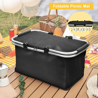 Sac de pique-nique pliable isolé feuille d'aluminium double poignée de transport sac de Camping grande capacité panier de pique-nique en plein air pour voyager