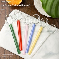 Cuillères à lait et à café au design minimaliste créatif, manche coloré, verre résistant à la chaleur, marque LONGXIN, modèle Lx001
