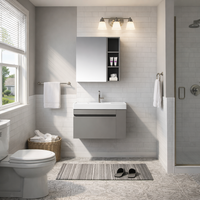 Meuble-lavabo mural simple avec miroir intégré et étagères de rangement, optimisation de l'espace - Meilleures ventes