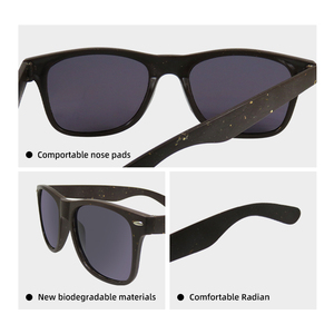 Lunettes de soleil carrées classiques anti-UV pour hommes, fabriquées à partir de déchets de café recyclés - Product Image 4