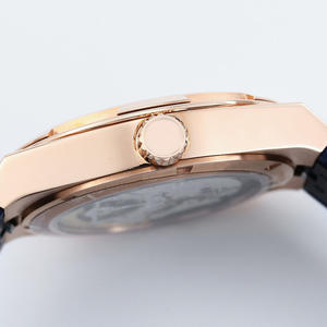 Montre mécanique à tourbillon avec bracelet en cuir bleu de style classique, tendance et élégante, unisexe, boîtier en acier inoxydable haut de gamme - Product Image 4