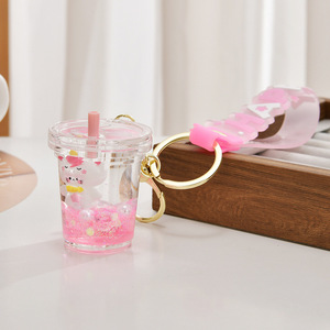 Dessin animé mignon KT porte-clés huile dans la <span class=keywords><strong>bouteille</strong></span> de sables mouvants mignon flottant bulle perles dérive Sanrioed liquide porte-clés - Product Image 4