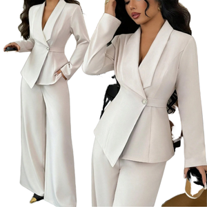Setelan Blazer & Celana Panjang Wanita Formal Elegan Bernapas Lengan Panjang Kancing Depan untuk Gaya Fashion - Product Image 1
