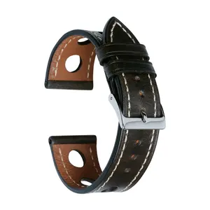 批发高档棕色复古20/22毫米顶级意大利皮表带皮亚杰手表