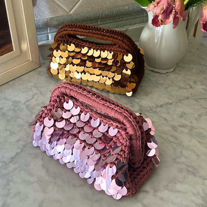 Sequin Crochet Bag
