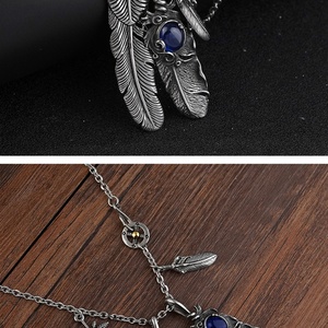 Conjunto de Joyería de Acero Inoxidable para Hombre, Collares Retro de Moda, Collares con Colgante de Pluma para Hombre, Accesorios de Bisutería - Product Image 3