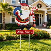 Décorations de jardin en métal décoratives, piquets de Noël Père Noël, décoration artistique en fer durable pour jardin avant, patio, pelouse