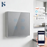 Interrupteur mural tactile intelligent WiFi sans neutre 1/2/3/4 gangs, contrôle via l'application Tuya Smart Life, norme UE
