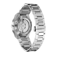 Montre mécanique squelette pour hommes, montre-bracelet de luxe à remontage automatique, boîtier en acier inoxydable brossé, cadran lumineux, étanche