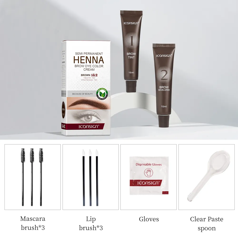 Henna Custom Semi Permanent Eye Brow Tinting Kit Augenbrauen tönung Wimpern tönung Brauen farbstoff mit OEM-Service