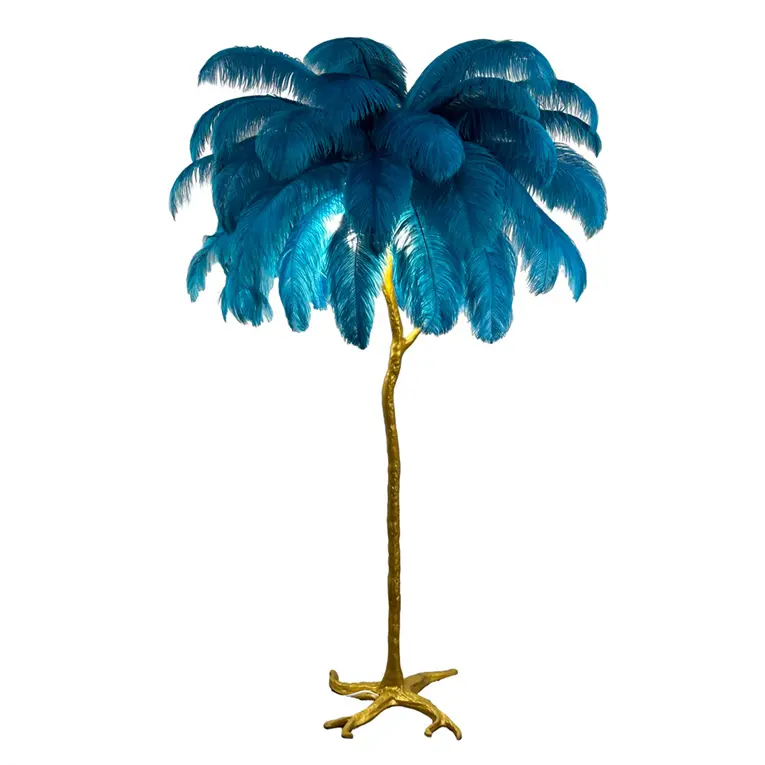 Nordic Luxury Feather Stand Lamp Modern Bedside Home Floor Light Corner Decor Modern Feather Floor Lamp