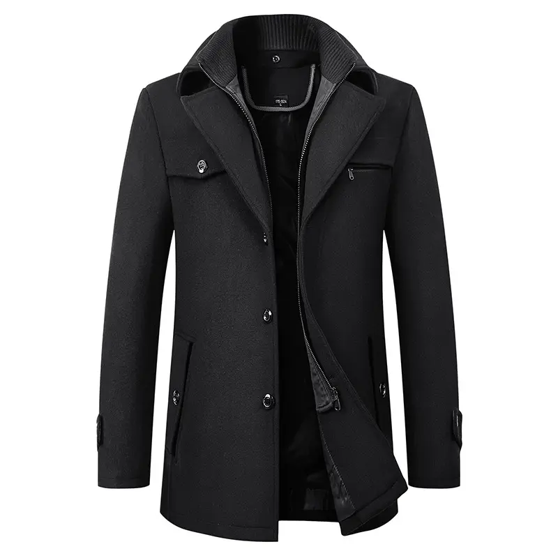 Yün ceket sonbahar rahat erkek düz renk kaşmir ceket olmayan demir tedavi Polo yaka ceket