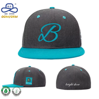 Casquette Snapback personnalisée en mélange de coton biologique à 6 panneaux avec logo brodé, visière plate, style Hip Hop pour streetwear OEM/ODM