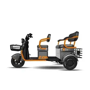 ヨーロッパ長距離ミニ電動モータータクシースクーター三輪車/3輪電動大人の乗客2人用トゥクトゥク三輪車