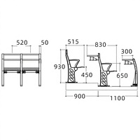 Chaise de salle de conférence en bois avec structure en alliage d'aluminium, design moderne et minimaliste, accoudoirs, chaise fixe pour salle de cours et école