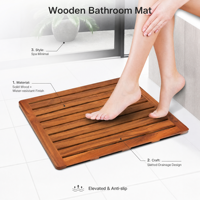 Tapis de bain en bambou naturel avec surface antidérapante à lattes et design à drainage rapide pour la douche, la baignoire et la salle de bain