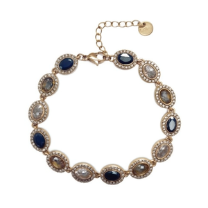 Bracelets en acier inoxydable plaqué or PVD avec pierres précieuses ovales en zircon et accents décoratifs pour femmes, bijoux de mode, cadeau - Product Image 2