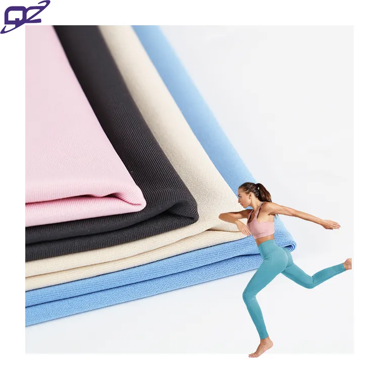 4 vías de estiramiento sólido apretado de punto 88 poliéster reciclado 12 spandex mezcla de tela de enclavamiento elástico para ropa deportiva joggers