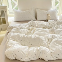 Parure de lit trois pièces en polyester, broderie florale style chinois, drap-housse en coton lavable extra profond, taille double, personnalisable pour la maison