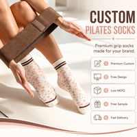 Chaussettes de yoga et de fitness pour femmes, antidérapantes, en coton respirant, à séchage rapide, avec logo personnalisable sur le bord du mollet