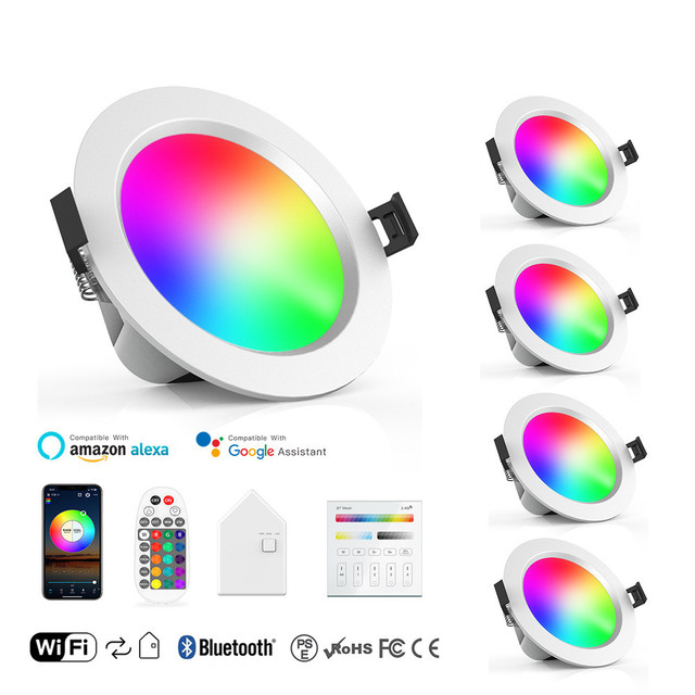 BT Mesh Group Control Smart Downlight Dimmable CCT RGBW Led Lights APP Alexa Google Home Wifi Smart LED Down Light