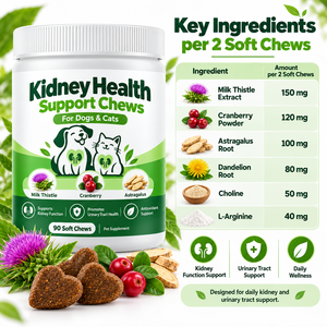 Masticables Suaves Botanicals <span class=keywords><strong>para</strong></span> el Bienestar Renal de Perros y <span class=keywords><strong>Gatos</strong></span> con Fórmula de Arándano Rojo, Cardo Mariano, Astrágalo y Diente de León <span class=keywords><strong>para</strong></span> el Cuidado Diario de Mascotas - Product Image 3