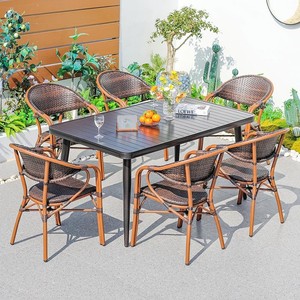 Silla de Ratán para Exteriores, Mesa de Ingeniería, Jardín, Ocio, Impermeable, Apilable, Moderna, Restaurante, Cafetería - Product Image 1