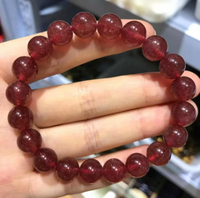 Bracelet en perles rondes de quartz fraise rose naturel, en vrac, pour la guérison, vente en gros