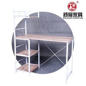 Bureau d'ordinateur pliable rembourré en tissu pour salle à manger, empilable, pliable pour le bureau avec étagère à livres, pieds en métal, bureau d'intérieur - Product Image 5