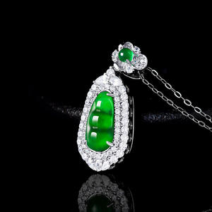 Pendentif en jade vert naturel, jadeite, argent S925, bijoux pour femmes, style chinois, cadeau avec certificat d'évaluation D651 - Product Image 3