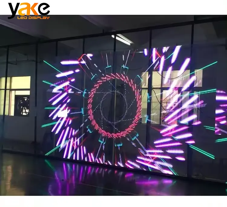 Yake Indoor glass transparent LED film display transparent panels led strip transparent led screen for retail stores