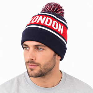 <span class=keywords><strong>Bonnet</strong></span> en tricot jacquard à <span class=keywords><strong>pompon</strong></span> unisexe rayé de haute qualité 100% acrylique <span class=keywords><strong>noir</strong></span> pour l'hiver - Product Image 5