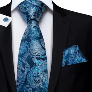 Kaliteli jakarlı lüks Mens bağları Paisley İtalyan ipek kravat setleri