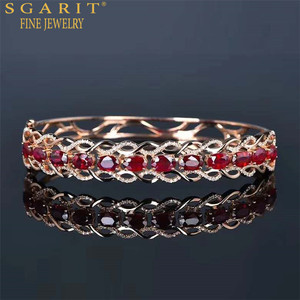SGARIT Drop Shipping Luxury Fine Gemstone Jewelry 3ct Pigeon Blood Red Natural Ruby 18k <strong>Rose</strong> <strong>Gold</strong> <strong>Bangles</strong> Women - Product Image 1