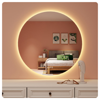 Miroir de salle de bain intelligent rond, écran tactile, lumière LED Bluetooth, montage mural, design graphique moderne de style européen et américain