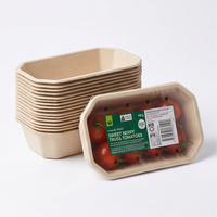 Barquette alimentaire octogonale personnalisée en pulpe de fibre scellable, jetable et biodégradable, en bagasse de canne à sucre avec revêtement CPET pour repas prêts à consommer