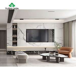 Table de meuble console tv de luxe en <span class=keywords><strong>marbre</strong></span> bois avec foyer électrique - Product Image 5