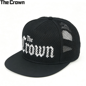 Custom Logo 5 Panel Full Mesh <b>Flat</b> Brim trucker Cap Wholesale Bulk Gothic Embroidery <b>Hat</b> Manufacturer - Product Image 2