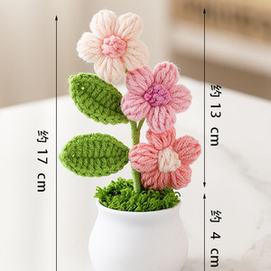 Wholesale Cute Crochet Pot Flower Arrangements Wool Artificial Home Desk Top Decor for Halloween Back to School Father's Day - Product Image 6