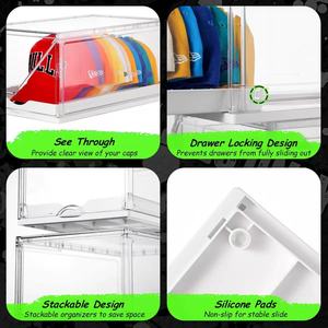 Từ Vuông hat <span class=keywords><strong>Organizer</strong></span> Stackable hộp lưu trữ với ngăn kéo cho mũ bóng chày giữ Pet nhựa nhôm hlc0881 - Product Image 4