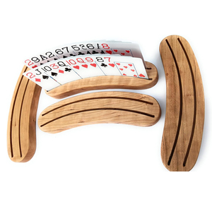 Porte-cartes de jeu en bois de cerisier massif, ensemble de 4 pièces, fabriqués à la main, pour Bridge, Canasta, <span class=keywords><strong>Poker</strong></span> - Product Image 1