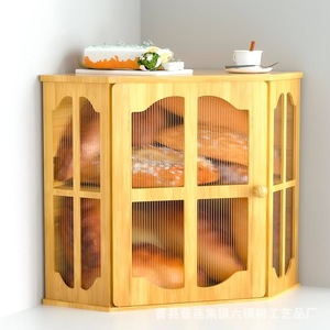 Boîte à pain en bambou, armoire d'angle, couleur bois naturel, avec compartiments, rangement pour comptoir de cuisine, LKS - Product Image 1