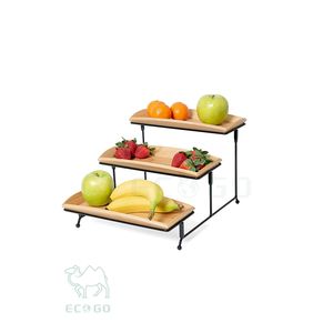 Soporte Redondo de Bambú de 3 Niveles con Diseño Moderno, No Tóxico, para Exhibición de Pasteles en Bodas y Fiestas - Product Image 1