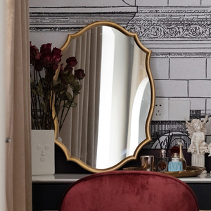 Miroir mural ovale décoratif à cadre festonné doré pour chambre à coucher vintage française, salon, hôtel, vente en gros - Product Image 4